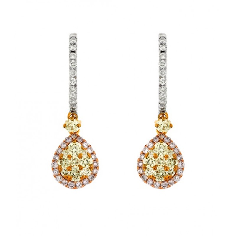 Multi-Color Diamond Drop Earrings