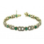 Bezel Set Oval Emerald and Diamond Bracelet 14244