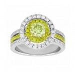 Fancy Yellow and White Diamond Halo Ring 25028-21882