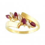 Marquise Ruby and Diamond Swirl Ring 15501