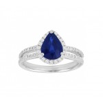 Teardrop Sapphire and Diamond Ring 23745