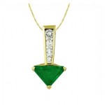 Trillion Cut Emerald and Diamond Pendant 17284