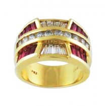 Channel Set Baguette Ruby and Diamond Ring 15497
