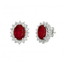 Oval Ruby and Diamond Earrings 27532