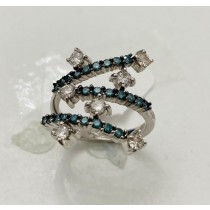 Retro Style Blue and White Diamond Ring 28850