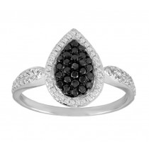Teardrop Frame Black and White Diamond Ring 23546