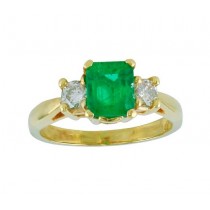 Three Stone Emerald and Diamond Ring Top 15059