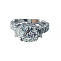 Three Stone Round and Baguette Diamond Ring 28857-28737