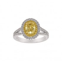 Yellow and White Diamond Halo Ring Top 23979
