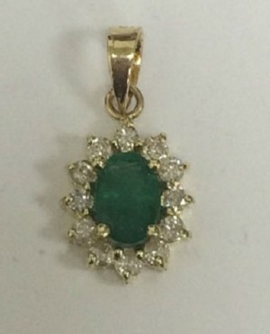 Oval Emerald and Diamond Pendant 26899
