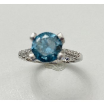 Blue and White Diamond Engagement Ring 18802-top
