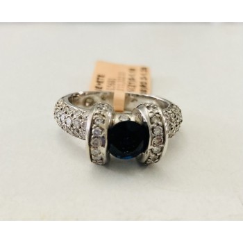 Blue Sapphire and Diamond Ring 24361