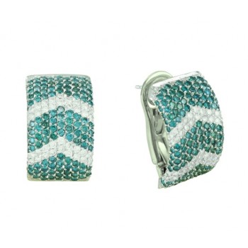 Chevron Blue and White Diamond Earrings 10269