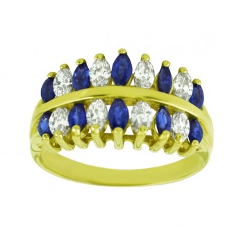 Marquise Blue Sapphire and Diamond Ring 15469