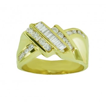 Mens Baguette and Round Diamond Ring 25071