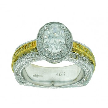 Oval White and Yellow Diamond Ring Top 10288-10147