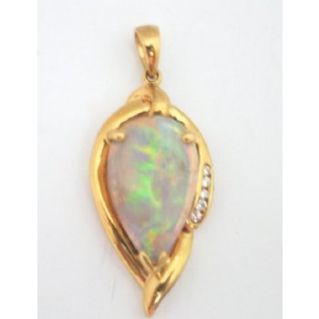 Pear Shape Opal and Diamond Pendant 22040