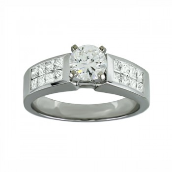 Princess Cut Invisible Set Diamond Engagement Ring 28601