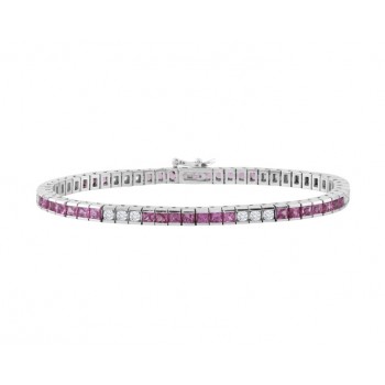 Square Pink Sapphire and Diamond Bracelet 11444